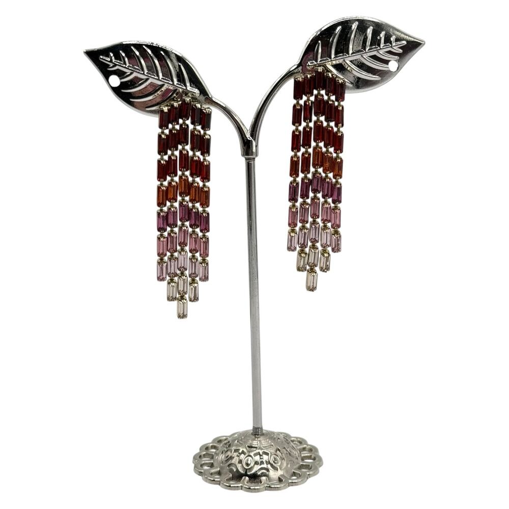 LOFT Ombré Crystal Fringe Baguette Drop Earrings – Sunset Palette